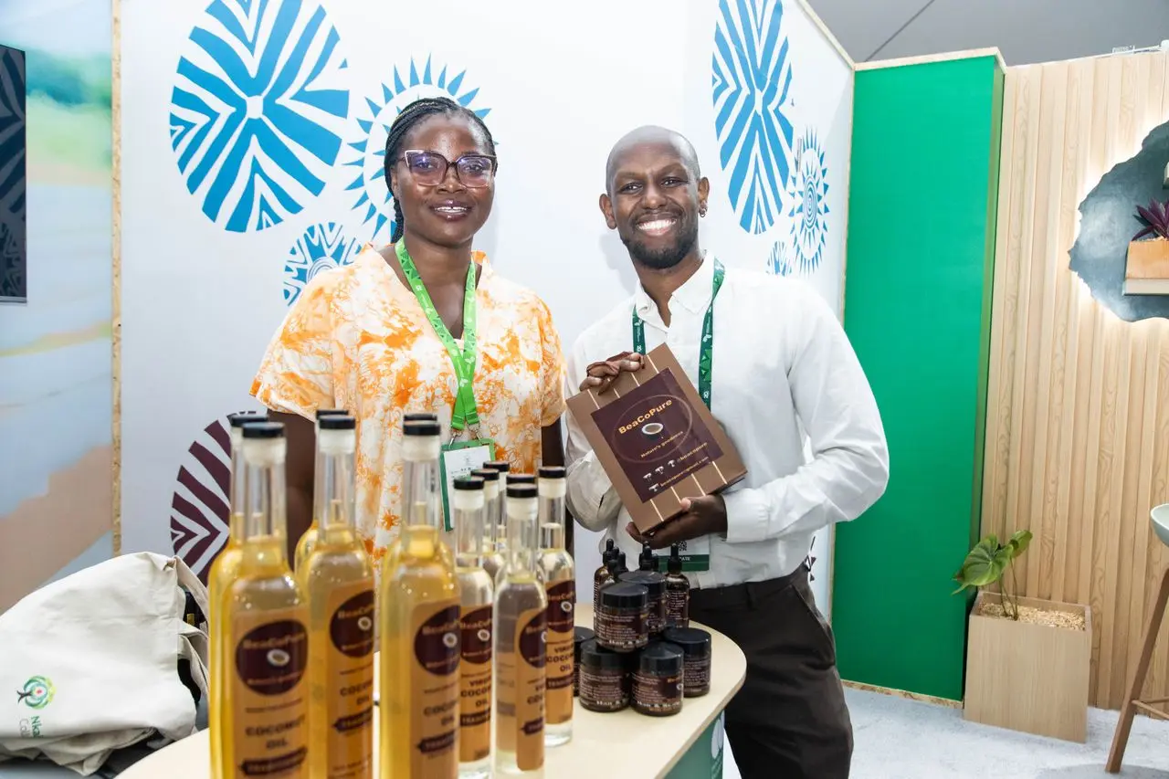 BeaCoPure team members with the product range at the African Food Summit 2026.