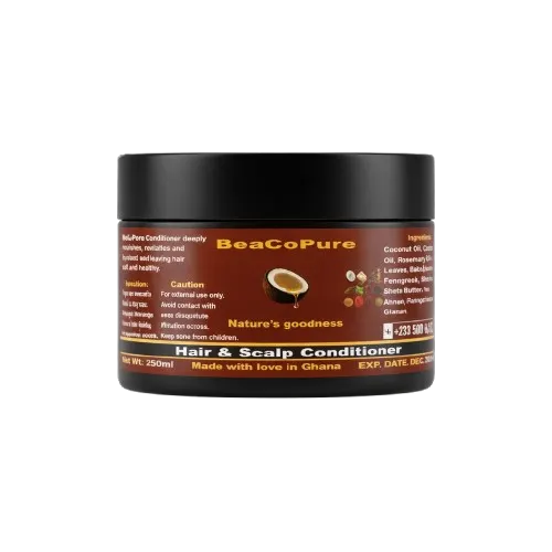 BeaCoPure Hair and Scalp Conditioner jar, label facing forward.