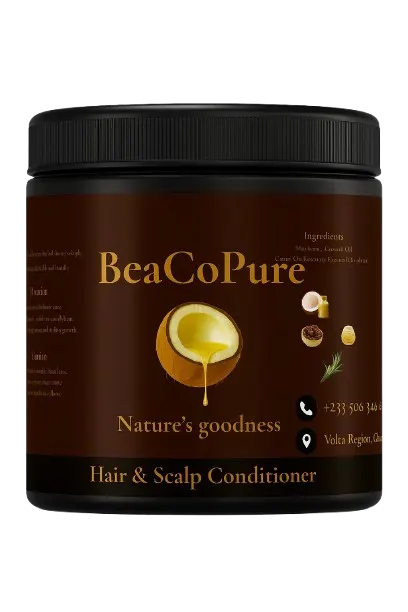 BeaCoPure Hair and Scalp Conditioner jar.